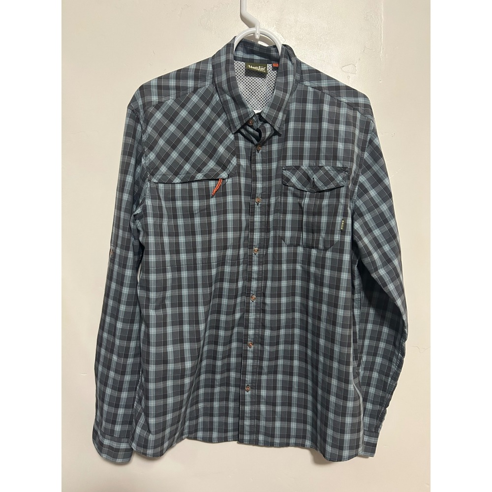 Howler Brothers Mens Medium‎ Blue Plaid Technical Long Sleeve Button Down Shirt